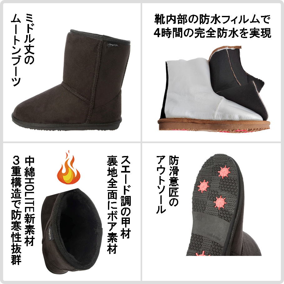 * new goods *[22651_BLACK_L (23.5~24.0)] lady's protection against cold boots mouton boots protection against cold & waterproof &. slide middle height piled cold ground correspondence high quality 