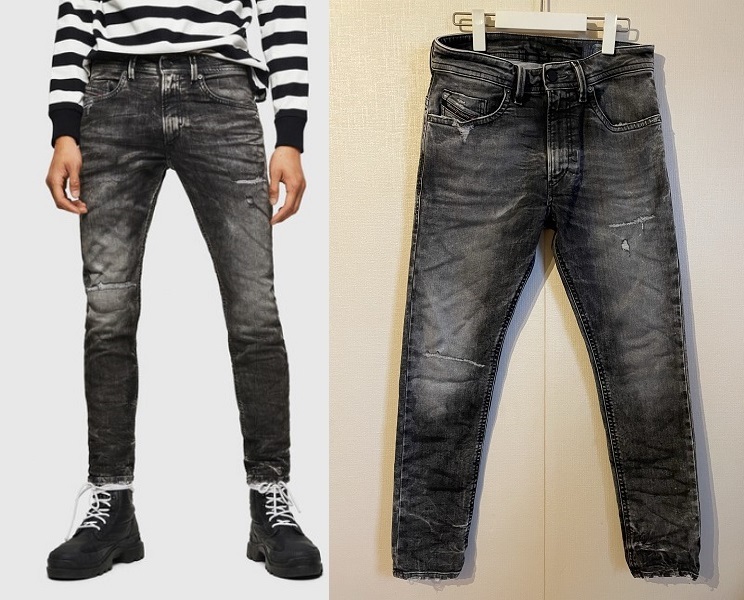 DIESEL ディーゼル 21SS THOMMER-T 0890B JOGG JEANS ジョグジーンズ デニムパンツ ブラック W29 極美品 ダメージ加工 スウェットデニムの画像1