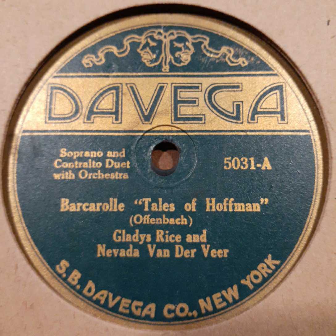 L1) グラディス・ライス Gladys Rice『Barcarolle Tales of Hoffman』／Lewis James『All Through The Night』 10インチ SP盤_画像1