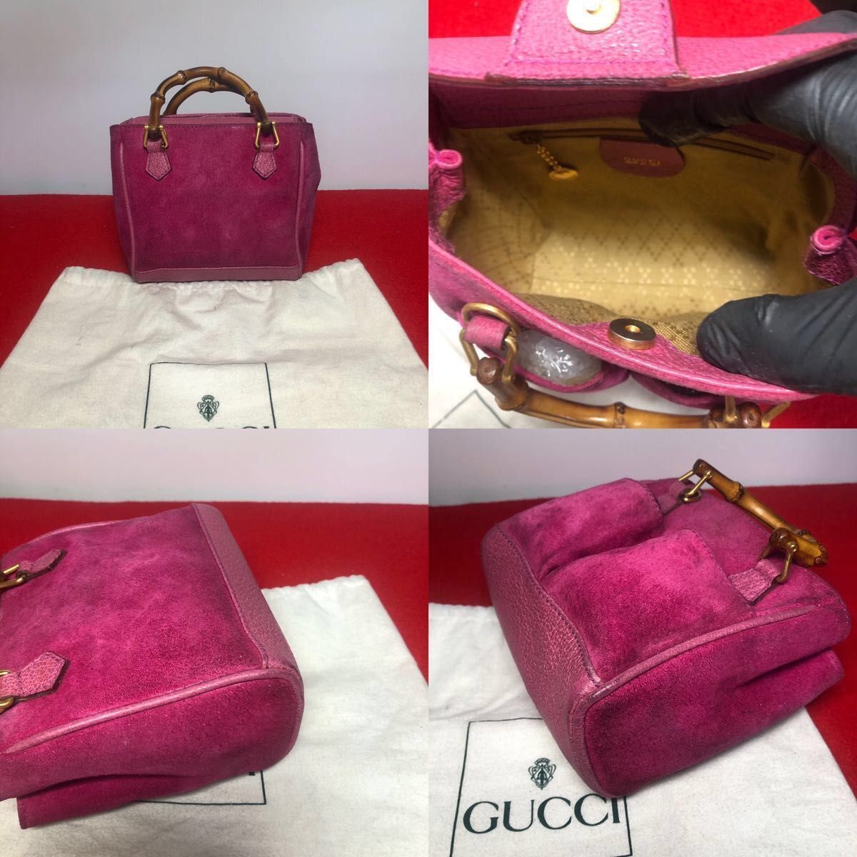 GUCCI オールドグッチ バンブー 2way ミニ  ミニ ショルダーバッグ　ピンク色