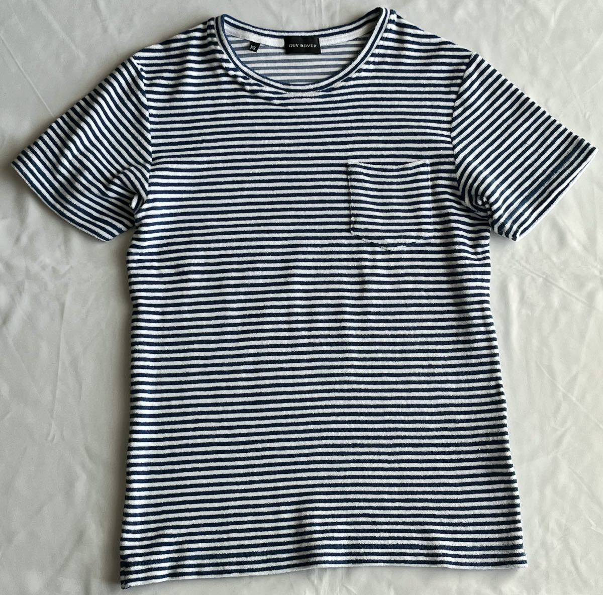 GUY ROVER ギローバー ホワイトネイビー系 Tシャツ クルーネック サイズ XS 42〜44 半袖 コットン_画像2