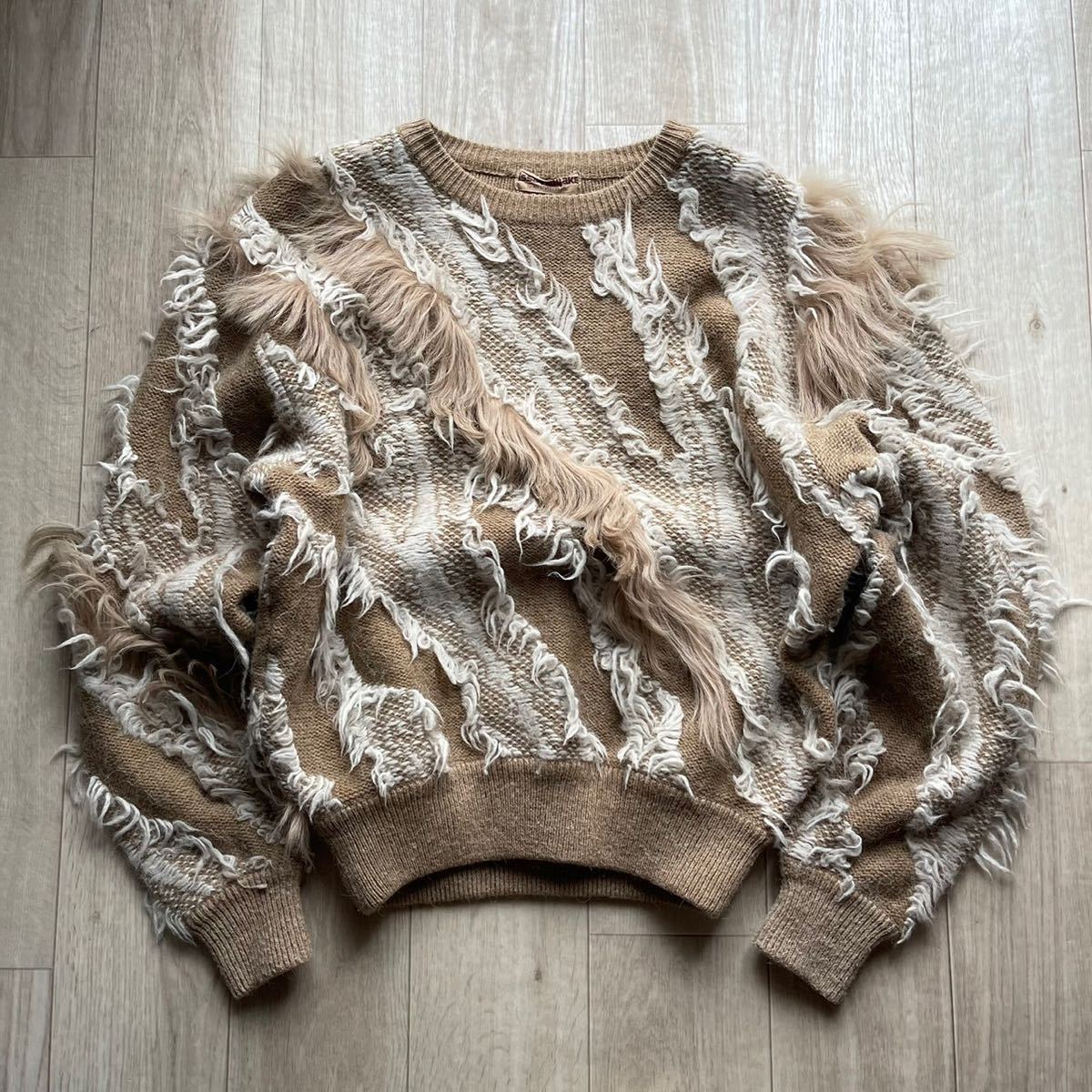 70s ISSEY MIYAKE design fur knit sweater イッセイミヤケ ファー