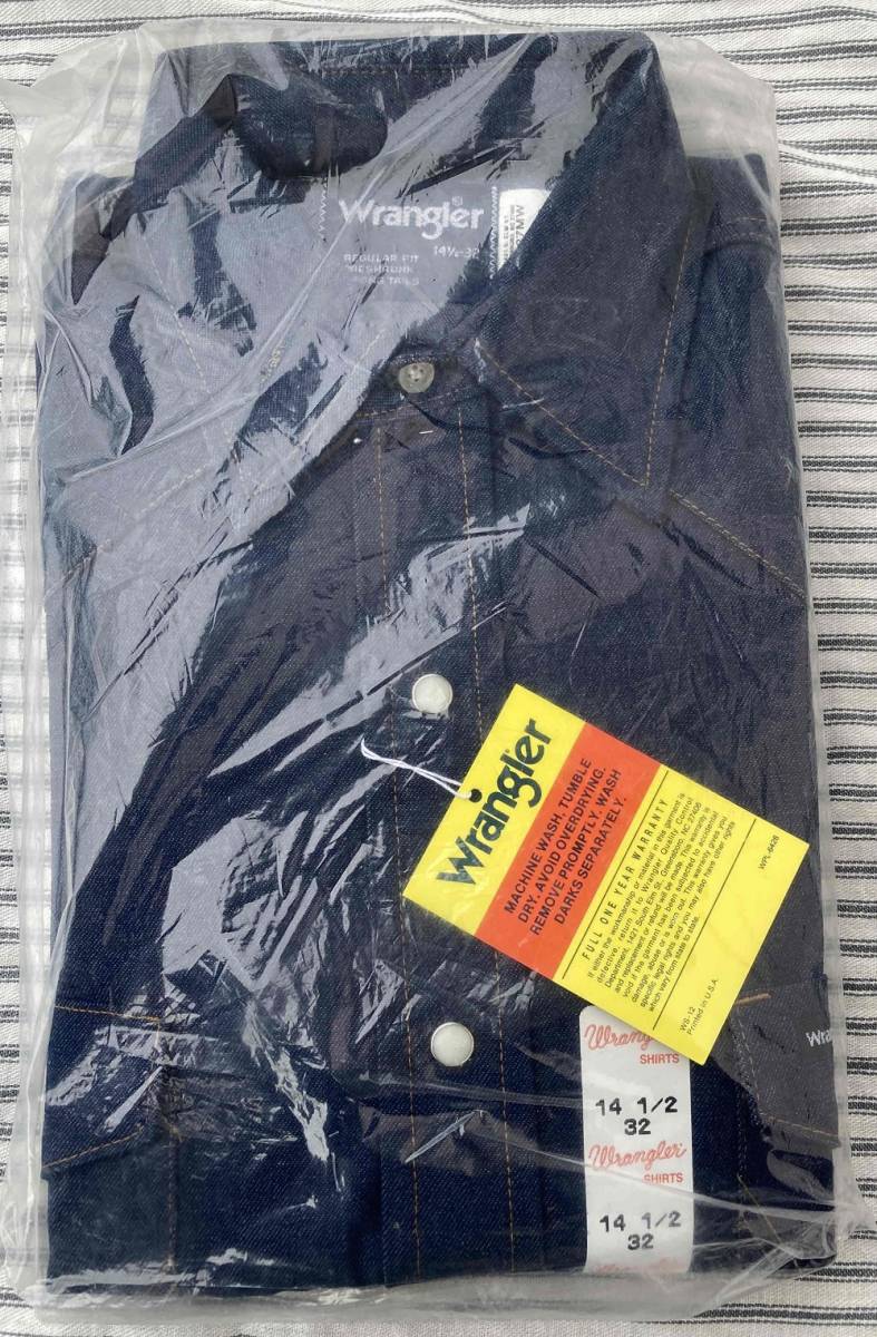 1990sデッドストックwranglerデニムシャツ1990年代deadstock vintage denimウエスタンシャツ70127MW 14ハーフSサイズ ビンテージ