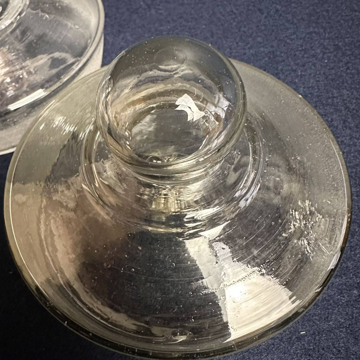 [ER104] ガラス蓋 気泡入り 2点 ガラス瓶 ガラス容器 駄菓子瓶 シュガーポット 和硝子 レトロ ビンテージ アンティーク ガラスの画像10