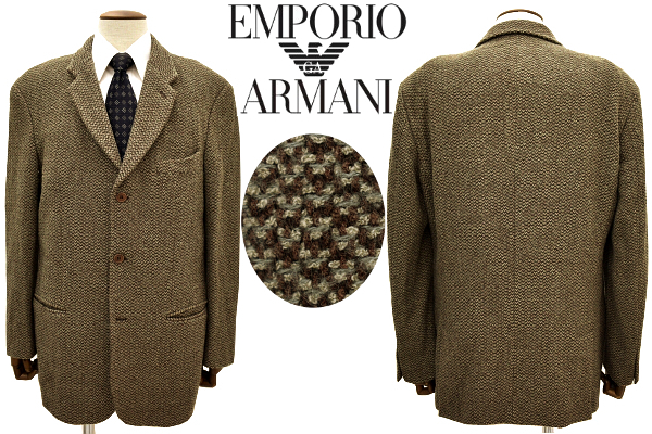 L-2081★美品★EMPORIO ARMANI エンポリオアルマーニ★秋冬 ウール ネップ イタリア製 正規品 3つボタン テーラードジャケット ブレザー 50