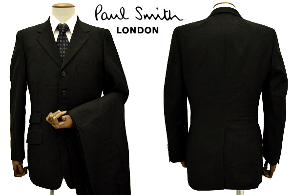 U-342★送料無料★新品★Paul Smith LONDON ポールスミス ロンドン★秋冬 モヘア ウール 日本製 ブラック黒 4つボタン デザイン スーツ Ｌ_画像1