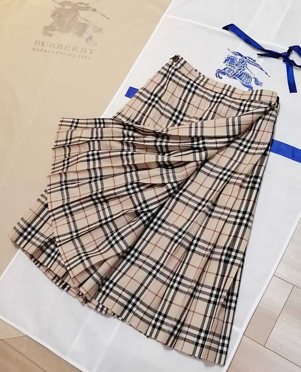 本物上質貴重希少美品　チェック柄 巻きスカート チェックスカート BURBERRY ノバチェック プリーツスカート バーバリー ロンドン　ロング