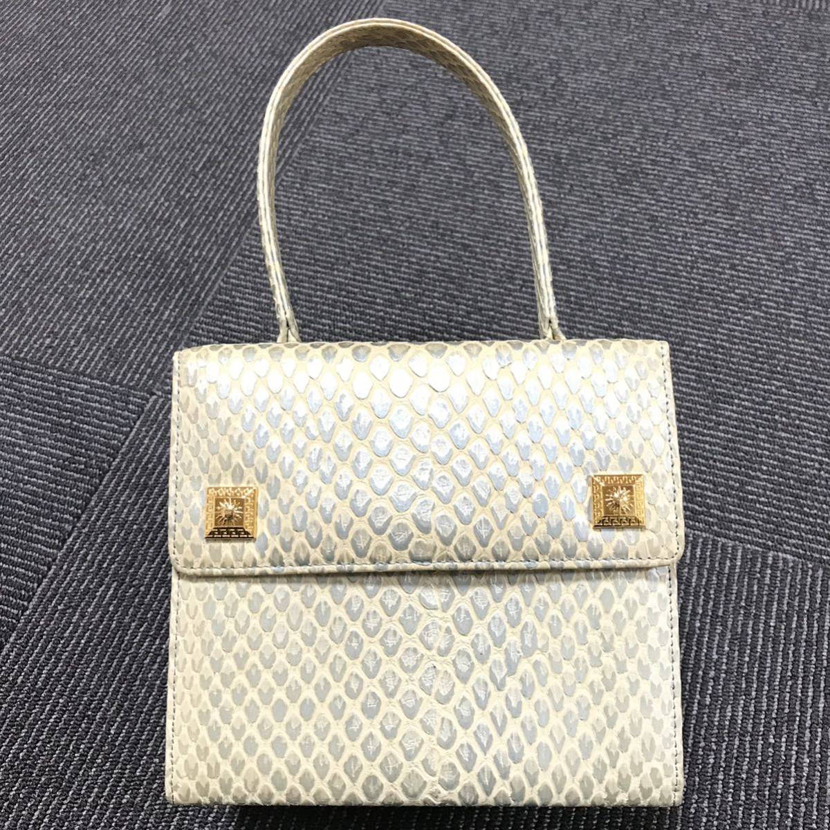 ヴェルサーチェ】本物 GIANNI VERSACE バニティバッグ パイソン型押し