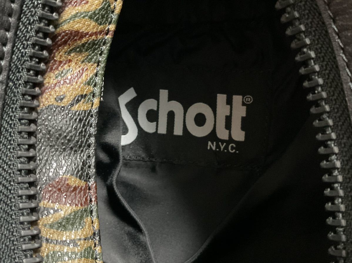 新品!Schott ショット 底レザーリュックサック タイガーカモ