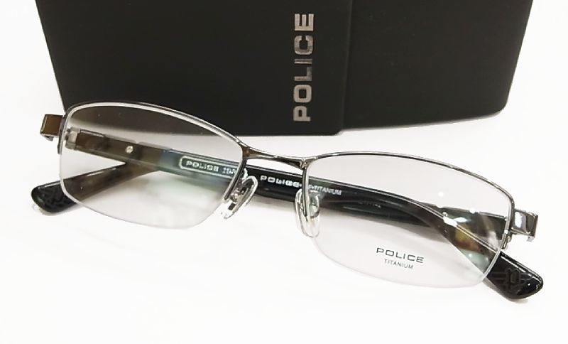 POLICE ポリス メガネ フレーム VPLG46J-0568 正規品 VPLG46J 568 ガンメタル チタン 眼鏡 伊達眼鏡仕様 UVカットレンズ付き_画像4