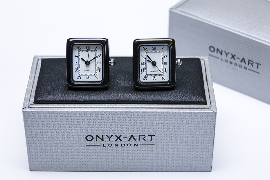 ★カフスボタン ONYX-ART LONDON CLM_06 RECTANGULAR BLACK WATCH Cufflinks　これマジで動きます・・♬～_画像4