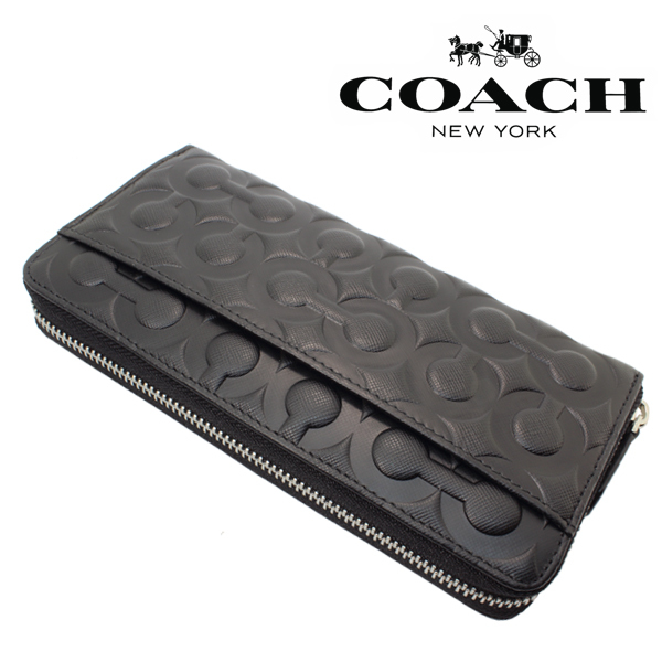 好評 COACH財布 コーチ長財布 F60735 ブラック メンズ財布 アウトレット品 Qramn-m45019984259 