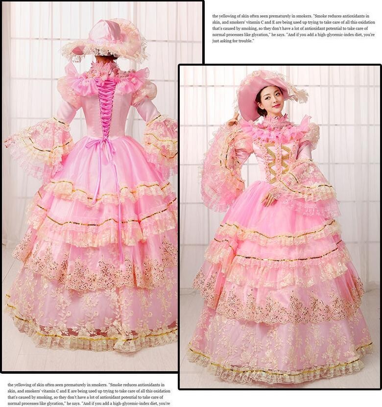 cos6720ウェディングドレス コスプレ衣装 カラードレス 帽子 パニエ 編み上げ ピンク 女性S~XXXL限定_画像4
