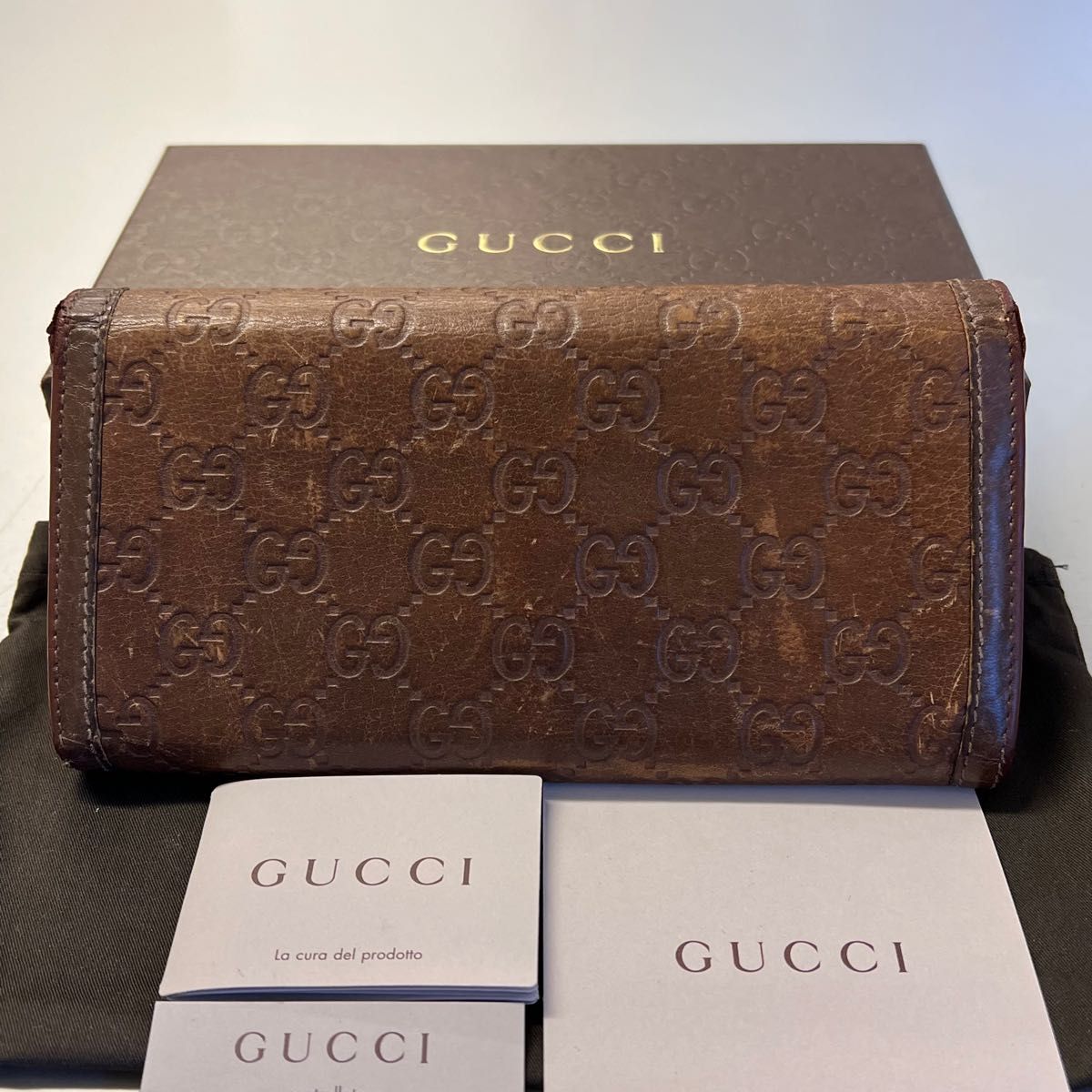 未使用に近い! グッチ GUCCI 財布 長財布 シマレザー インター