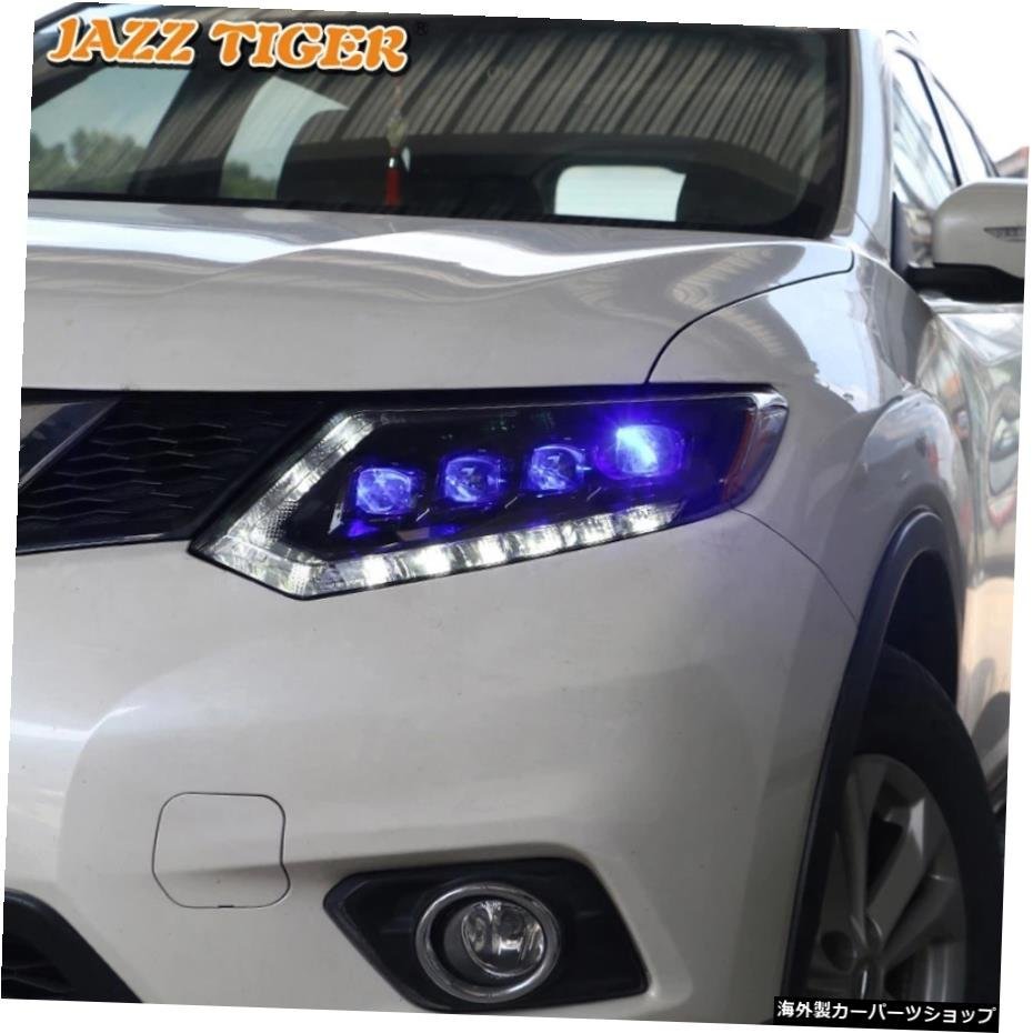 JAZZTIGERカースタイリングLEDDRLダイナミックターンシグナルヘッドランプアセンブリ日産エクストレイル用LEDヘッドライトXtrail20142015_画像3
