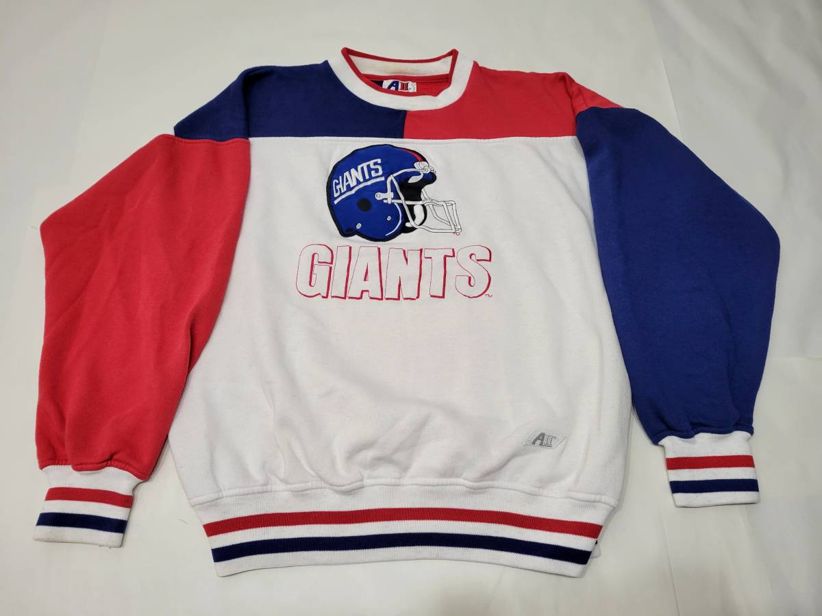 良好 80s ～90s NFL GIANTS ロゴ刺繍 切り替え スウェット M 80年代 90年代 ビンテージ サンフランシスコ ジャイアンツ