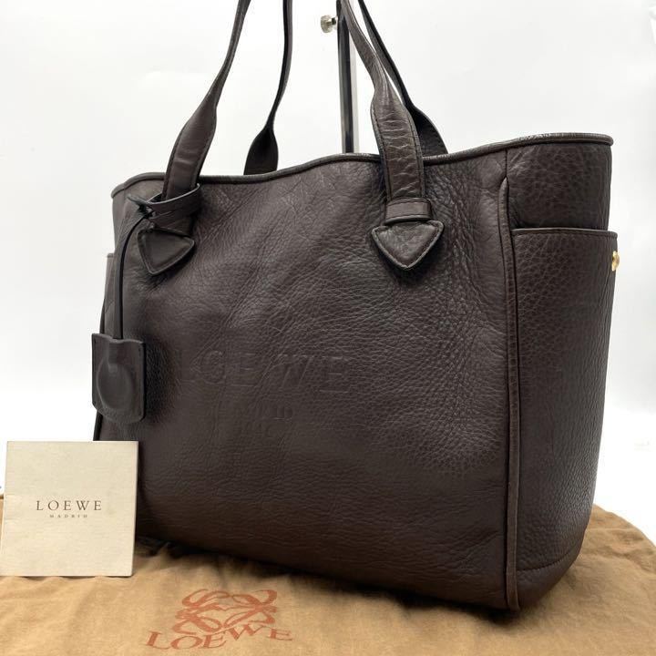 美品】ロエベLOEWE ヘリテージロゴ型押しトートバッグハンドバッグA4 ...