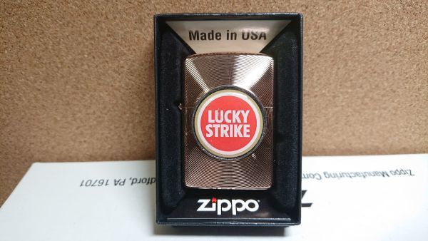 ZIPPO 　ジッポ　ラッキーストライク　カスタム品　ピンクゴールド　アーマー　メダル張り　　送料185円_画像1