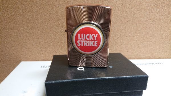 ZIPPO 　ジッポ　ラッキーストライク　カスタム品　ピンクゴールド　アーマー　メダル張り　　送料185円_画像2