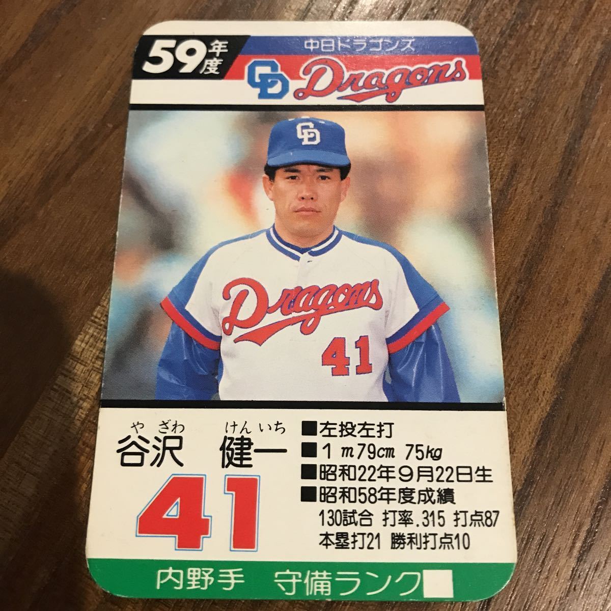 タカラ プロ野球ゲーム わんぱく野球カード 中日 - メルカリ