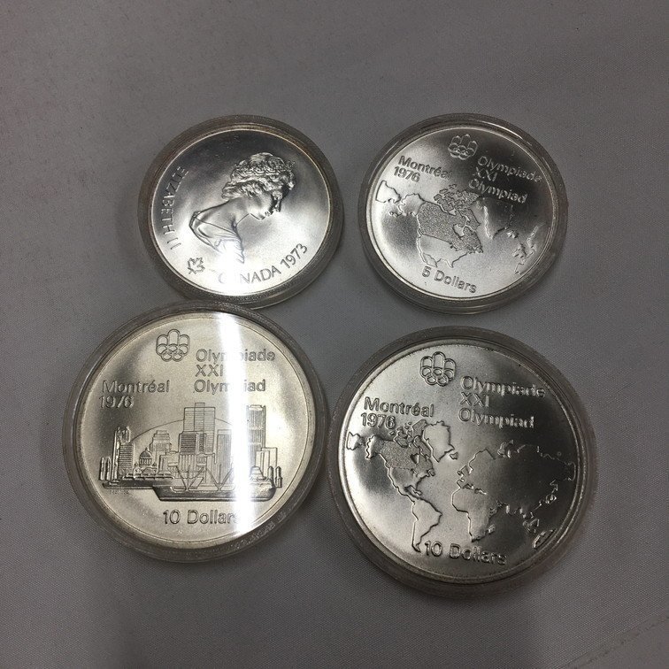 ALAG4055 1976年 カナダ モントリオールオリンピック記念コイン 銀貨4枚セット 総額面30ドル スリーブ・ケース付き(中古)の
