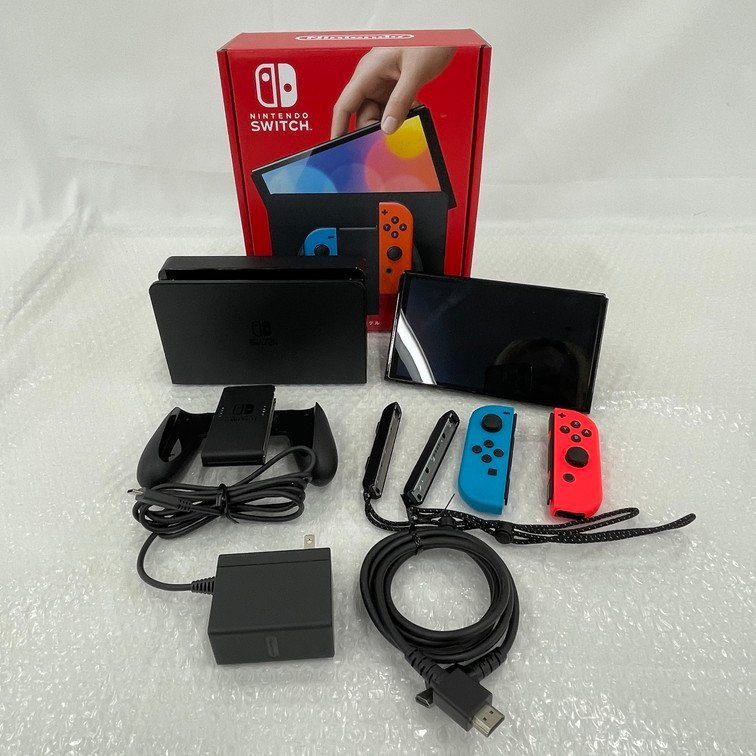 【ALAE3065】Nintendo Switch ニンテンドースイッチ本体 有機ELモデル HEG-001 ネオンブルー・ネオンレッド 通電〇 初期化済み
