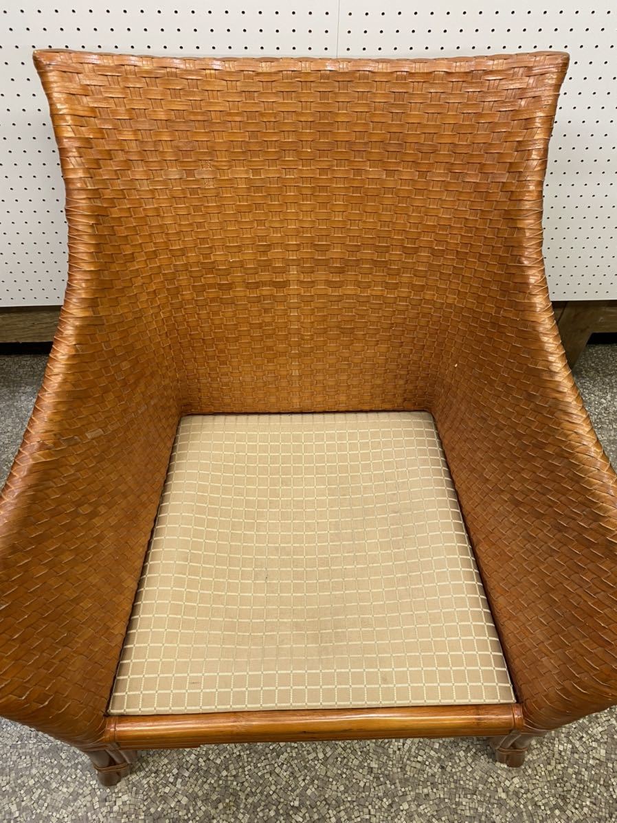 ビンテージ レザー編み込みチェア 一人掛けソファー ☆ ラタン ビンテージ レザー編み込みチェア 一人掛けソファー ☆ ラタン