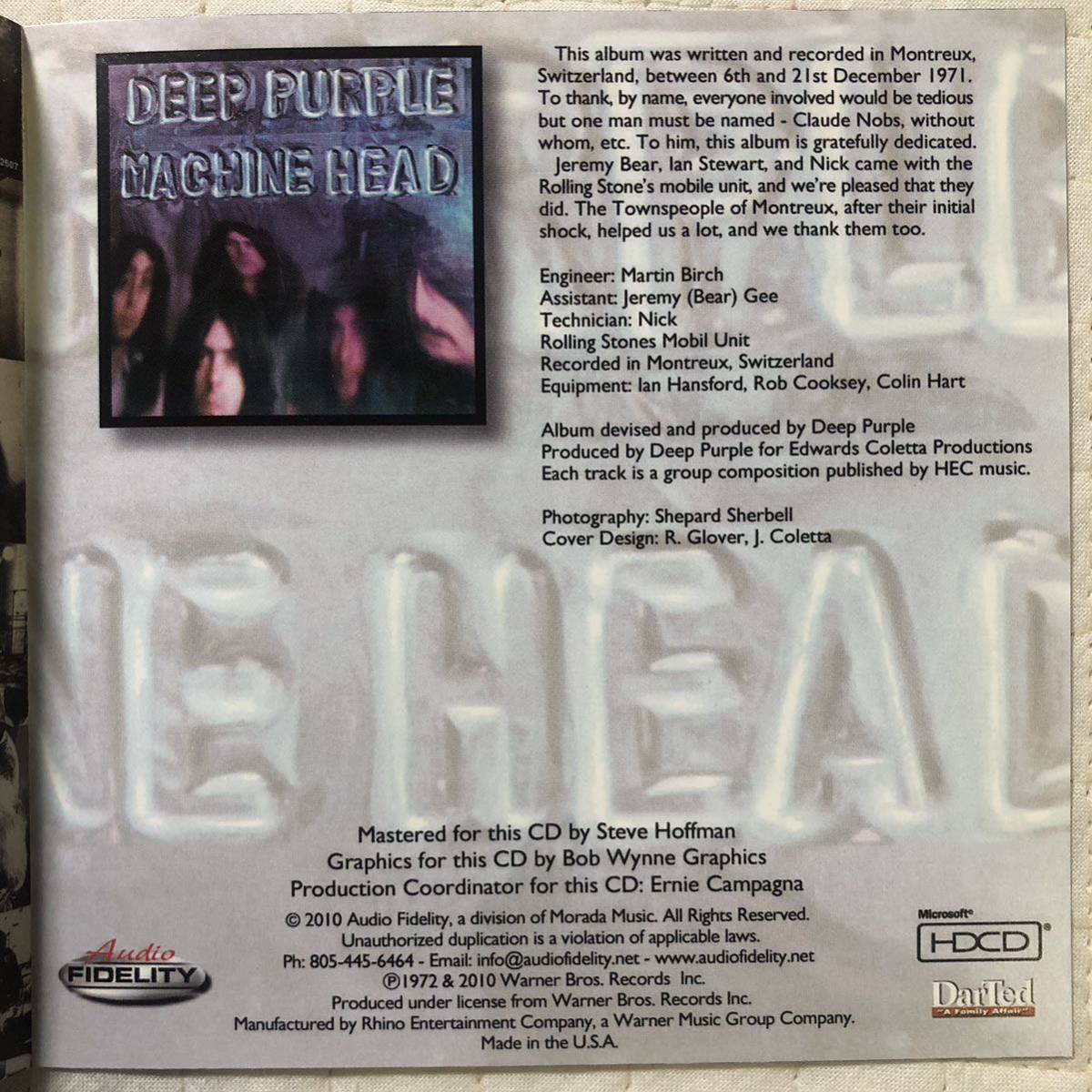 Audio Fidelity！24KT+ Gold CD！Deep Purple / Machine Head_画像8