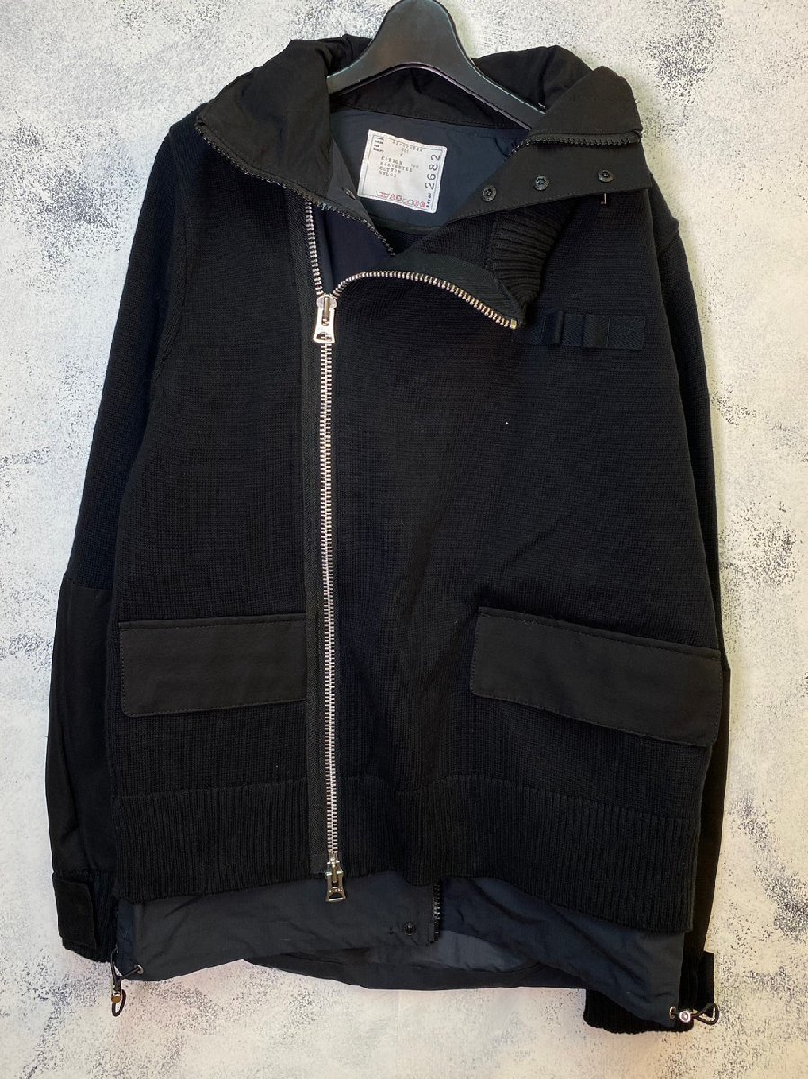 ☆sacai サカイ☆ 22SS　Grosgrain Mix Knit Blouson グログラン ニット ブルゾン 22-02682M ブラック