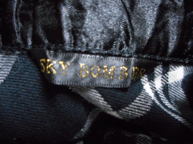 SKY BOMBER スカイボンバー 長袖 ロングシャツ M 黒と白 チェック柄 チュニック_画像7