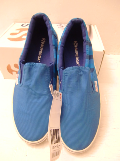  free shipping new goods exhibition goods limitation!SUPERGA sneakers Italy. country . shoes spec ruga42 27cm corresponding US9 slip-on shoes SLIP ON blue × navy 