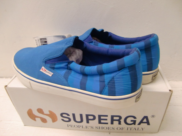  free shipping new goods exhibition goods limitation!SUPERGA sneakers Italy. country . shoes spec ruga42 27cm corresponding US9 slip-on shoes SLIP ON blue × navy 