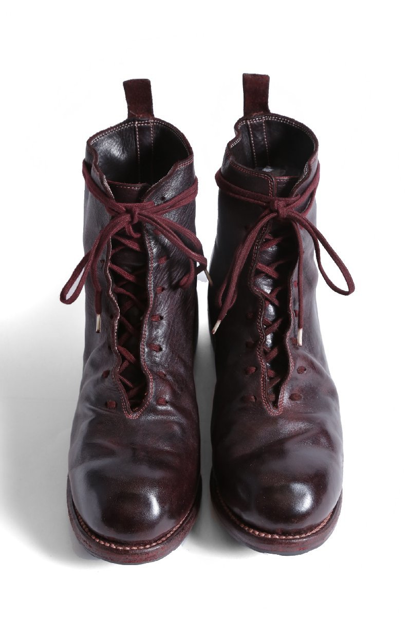 Guidi グイディ レースアップブーツ バーガンディ 買い純正品 lagoa.pb