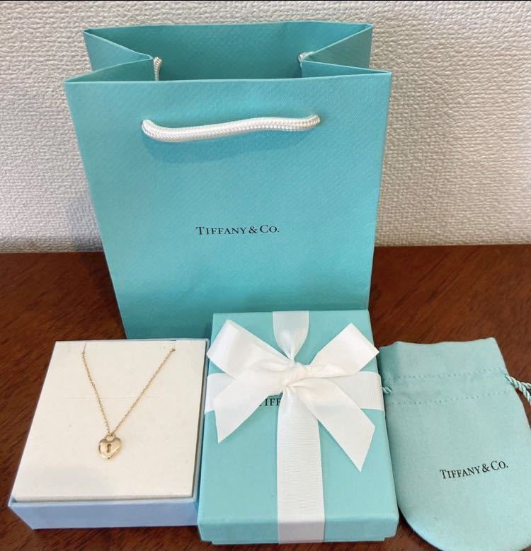 新品 正規品 ティファニーアンドコー TIFFANY &Co. ネックレス ハート ロック イエローゴールド 750 K18 箱 巾着 紙袋 ゴールド_画像3