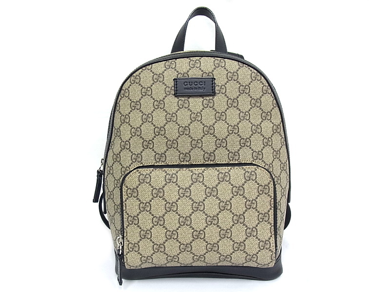 グッチ GUCCI 429020 GGスプリーム スモールリュックサック バックパック PVCxレザー ベージュ×ブラック【中古】【程度A+】【極上美品】