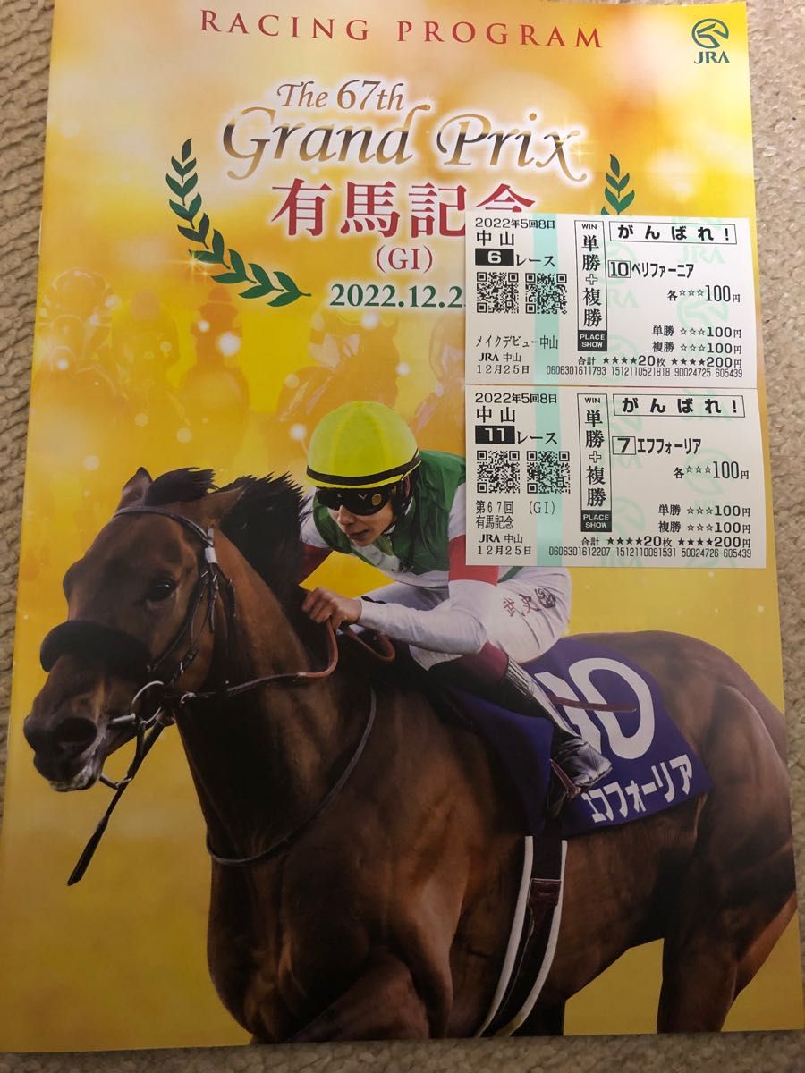 有馬記念 レーシングプログラム エフフォーリア ペリファーニア応援