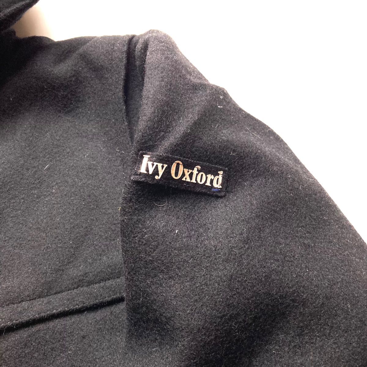 90s イタリア製 Ivy Oxford タータンチェック メルトン ウール ダッフルコート　ブラック　オールド　オーバーサイズ