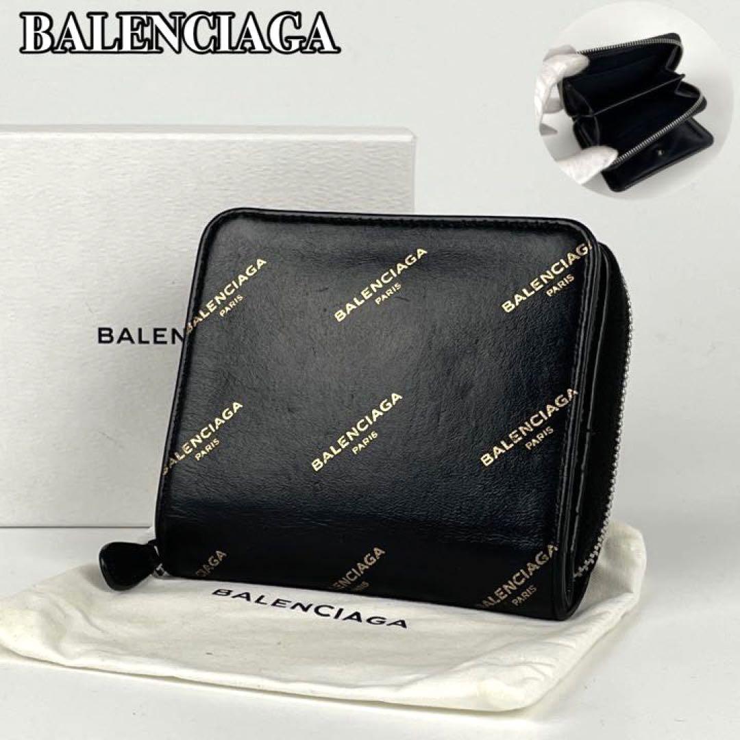 日本製】 美品 BALENCIAGA バレンシアガ 二つ折り財布 オールオーバー