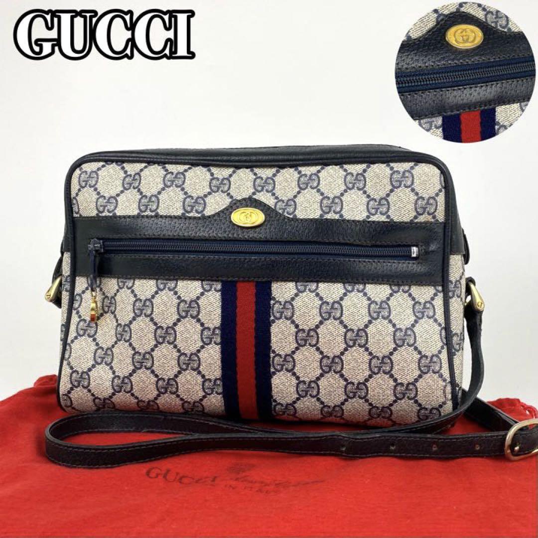 美品□GUCCI グッチ ショルダーバッグ GG柄 シェリーライン PVCレザー