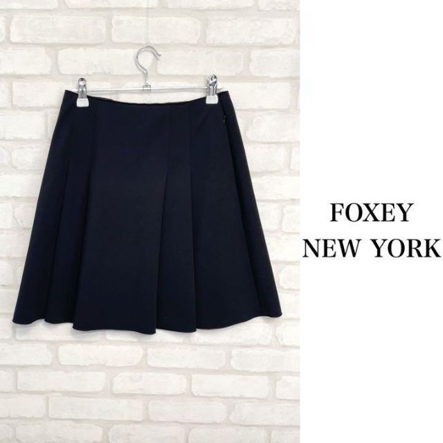 洗えるフォクシーニューヨーク 最高級 プリーツスカート ひざ丈 ブラック 日本製 FOXEY NEW YORK