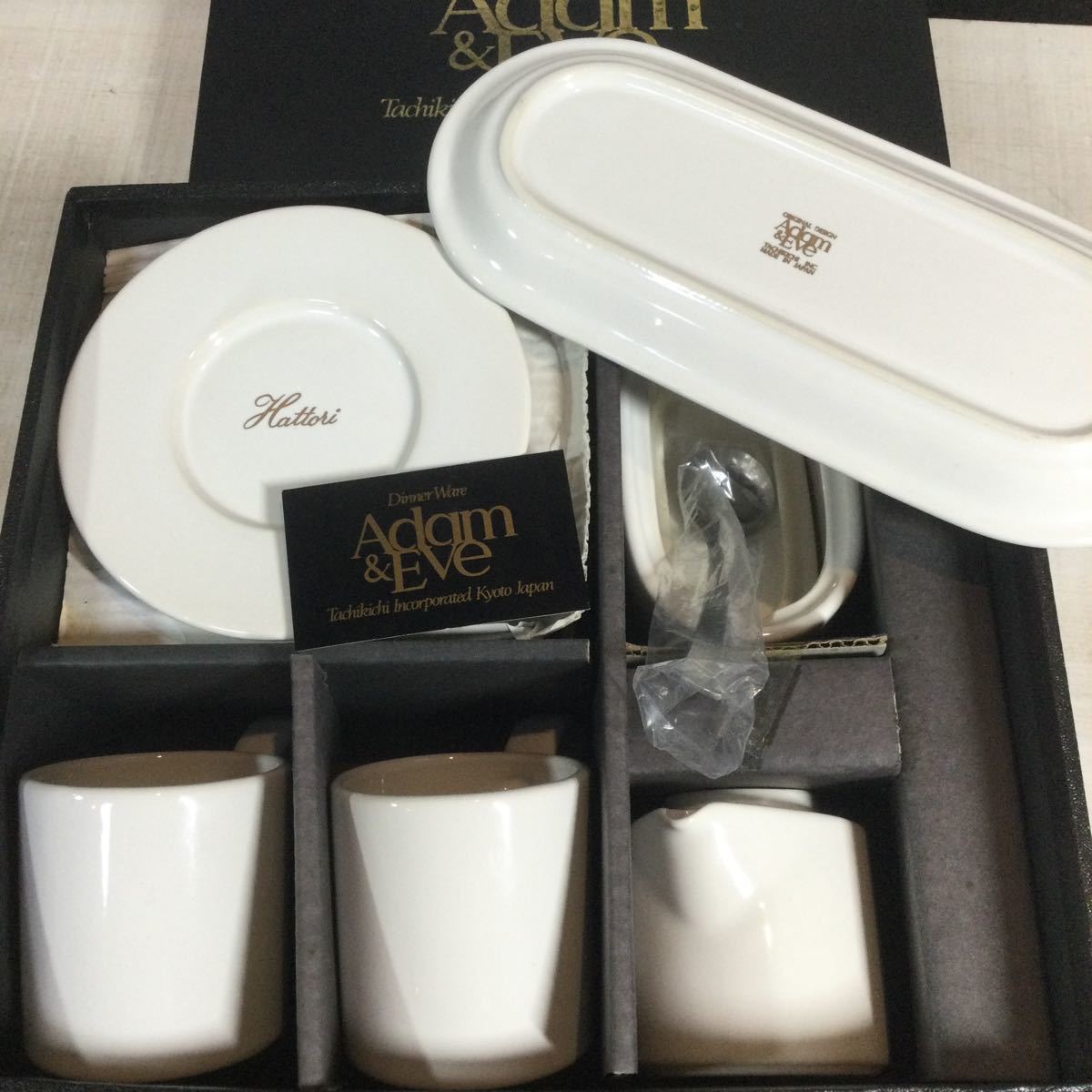 Dinner Ware Adam＆Eve たち吉 カップ&ソーサー シュガーボックス ミルク USED品 洋食器_画像1