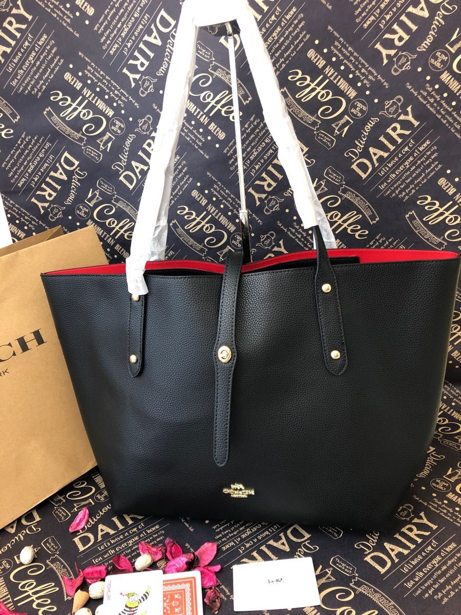 COACH コーチブラック レッド トートバッグ 北川景子さん本田翼さん