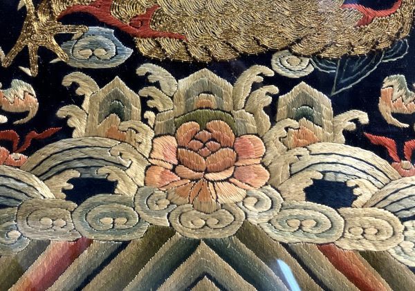 中国 五爪龍図 刺繍裂」 中国美術 中国裂 唐物 吉祥 龍図 鶴 中国 五爪龍図 刺繍裂」 中国美術 中国裂 唐物 吉祥 龍図 鶴