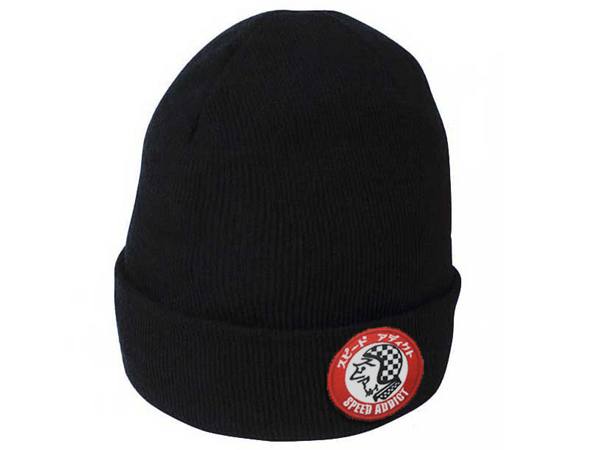 KNIT CAP SPEED ADDICT/ニットキャップスピードアディクトスピードアディクトバイク用チョッパーフリーサイズ小物帽子黒ブラックblackbiker_画像1