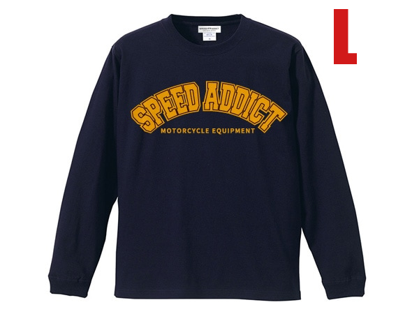 SPEED ADDICT COLLEGE LOGO L/S T-shirt NAVY L/紺ネイビーカレッジロゴ長袖tシャツロンteeuclaharvardyaleアメカジヴィンテージ古着60s70s_画像1