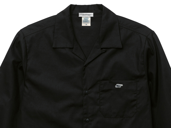 OPEN COLLAR WORK SHIRT BLACK XL/オープンカラーシャツ開襟シャツデニムアンドダンガリーワークシャツミリタリーシャツネルシャツ古着usa_画像4