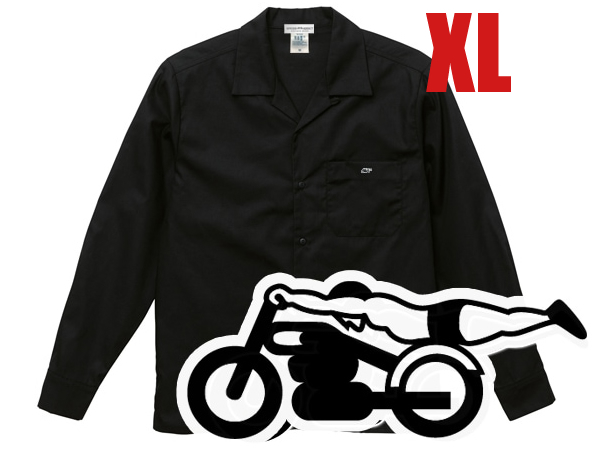 OPEN COLLAR WORK SHIRT BLACK XL/オープンカラーシャツ開襟シャツデニムアンドダンガリーワークシャツミリタリーシャツネルシャツ古着usa_画像1