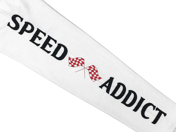 袖SPEED ADDICT L/S T-shirt WHITE XL/白長袖プリントロンteeレーシングエースカフェレーサーrockersvmxオフロードビンテージモトクロスusa_画像3
