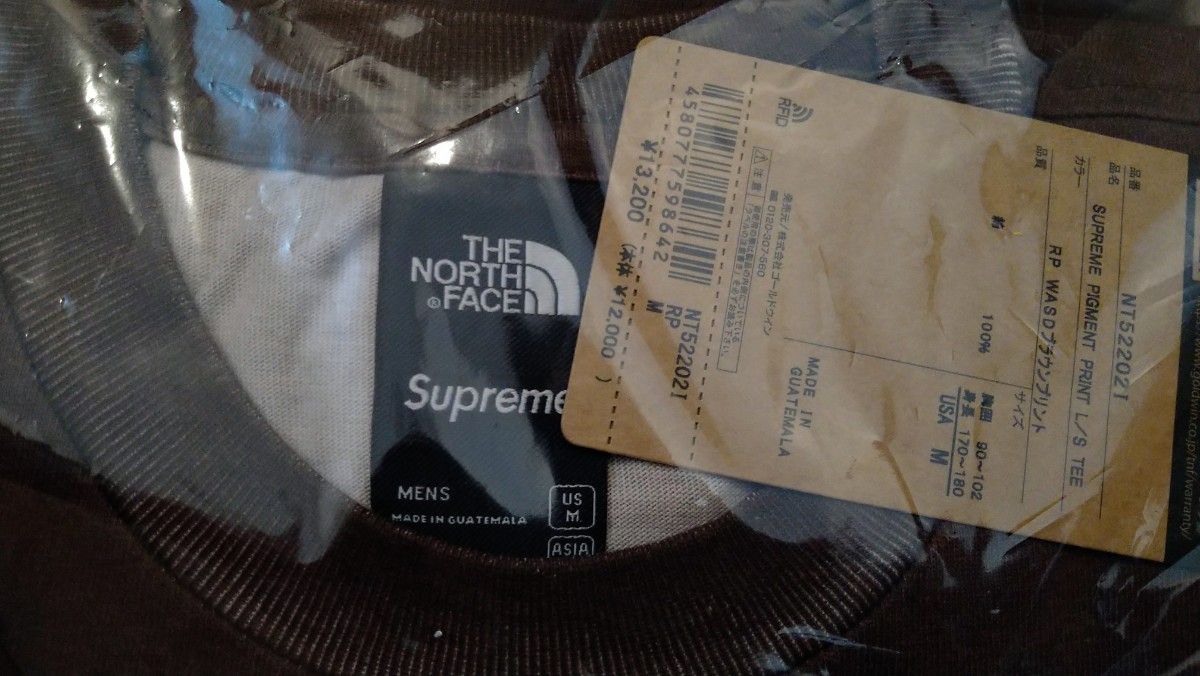 Supreme North Face Pigment L/S シュプリーム ロンt ブラウン 新品 未開封 ノースフェイス