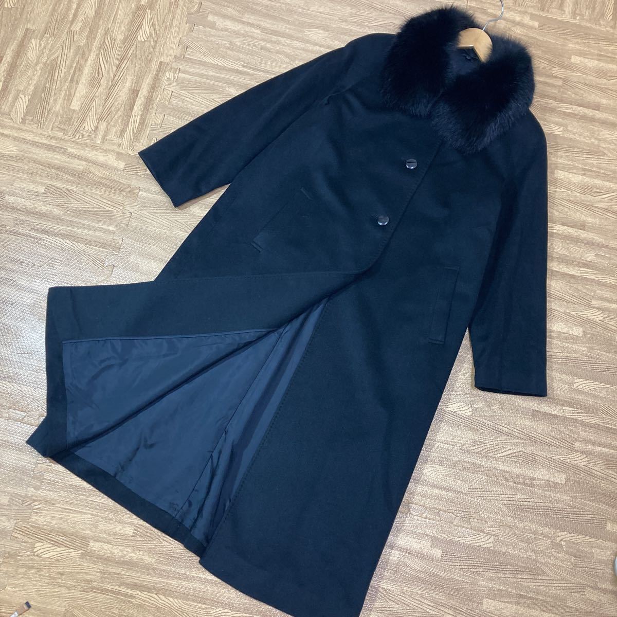2022年春の 188 美品 高級 カシミヤ100 ブルーフォックスファーロング